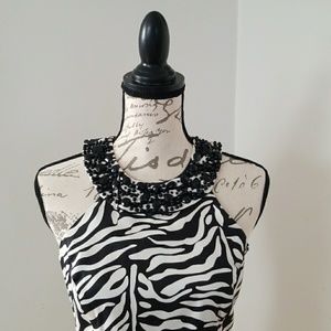 👗Zebra Print Beaded Dress